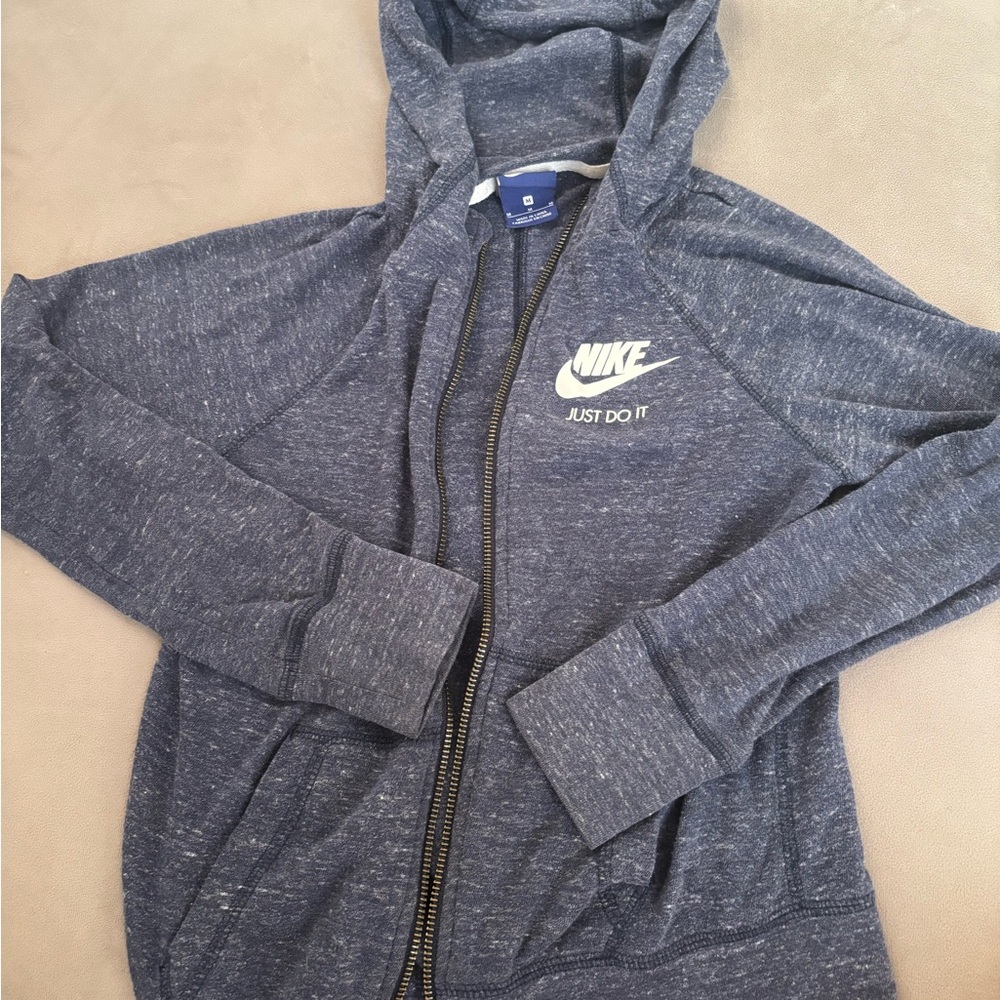 Nike Women's Heathered Blue Zip-Up Hoodie